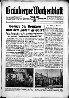 Grünberger Wochenblatt: Zeitung für Stadt und Land, No. 189. ( 16. August 1939)