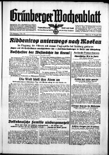 Grünberger Wochenblatt: Zeitung für Stadt und Land, No. 195. ( 23. August 1939)