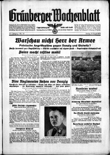 Grünberger Wochenblatt: Zeitung für Stadt und Land, No. 197. ( 25. August 1939)