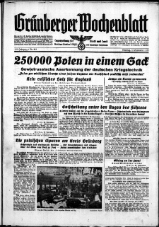 Grünberger Wochenblatt: Zeitung für Stadt und Land, No. 212. ( 12. September 1939)