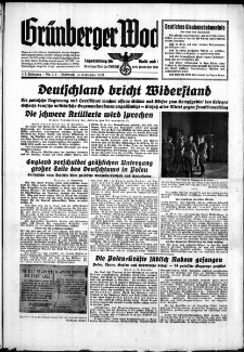 Grünberger Wochenblatt: Zeitung für Stadt und Land, No. 213. ( 13. September 1939)