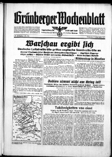 Grünberger Wochenblatt: Zeitung für Stadt und Land, No. 225. ( 27. September 1939)