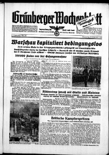 Grünberger Wochenblatt: Zeitung für Stadt und Land, No. 226. ( 28. September 1939)