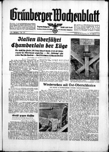 Grünberger Wochenblatt: Zeitung für Stadt und Land, No. 240. ( 14./ 15. Oktober 1939)