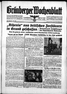 Grünberger Wochenblatt: Zeitung für Stadt und Land, No. 246. ( 21./ 22. Oktober 1939)