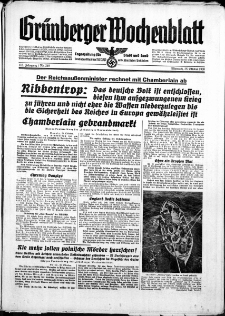 Grünberger Wochenblatt: Zeitung für Stadt und Land, No. 249. ( 25. Oktober 1939)