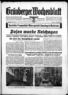 Grünberger Wochenblatt: Zeitung für Stadt und Land, No. 257. ( 3. November 1939)