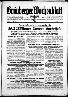 Grünberger Wochenblatt: Zeitung für Stadt und Land, No. 269. ( 17. November 1939)