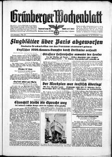 Grünberger Wochenblatt: Zeitung für Stadt und Land, No. 276. ( 25./ 26. November 1939)