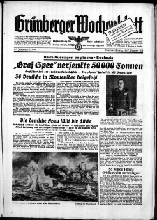 Grünberger Wochenblatt: Zeitung für Stadt und Land, No. 294. ( 16./ 17. Dezember 1939)