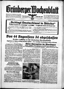 Grünberger Wochenblatt: Zeitung für Stadt und Land, No. 296. ( 19. Dezember 1939)
