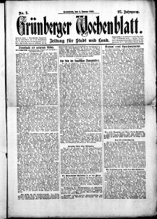 Grünberger Wochenblatt: Zeitung für Stadt und Land, No. 2. (3. Januar 1920)