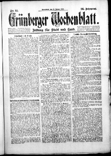 Grünberger Wochenblatt: Zeitung für Stadt und Land, No. 14. (17. Januar 1920)