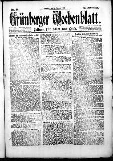 Grünberger Wochenblatt: Zeitung für Stadt und Land, No. 16. (20. Januar 1920)