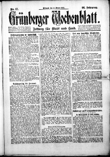 Grünberger Wochenblatt: Zeitung für Stadt und Land, No. 17. (21. Januar 1920)