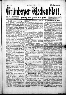 Grünberger Wochenblatt: Zeitung für Stadt und Land, No. 21. (25. Januar 1920)