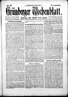 Grünberger Wochenblatt: Zeitung für Stadt und Land, No. 32. (7. Februar 1920)