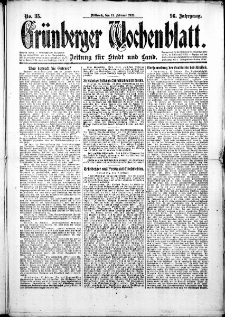 Grünberger Wochenblatt: Zeitung für Stadt und Land, No. 35. (11. Februar 1920)