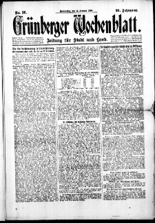 Grünberger Wochenblatt: Zeitung für Stadt und Land, No. 36. (12. Februar 1920)