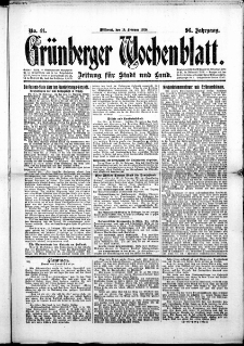 Grünberger Wochenblatt: Zeitung für Stadt und Land, No. 41. (18. Februar 1920)