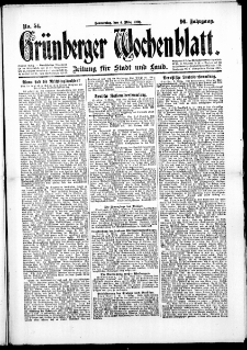 Grünberger Wochenblatt: Zeitung für Stadt und Land, No. 54. (4. März 1920)