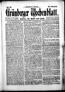 Grünberger Wochenblatt: Zeitung für Stadt und Land, No. 60. (11. März 1920)
