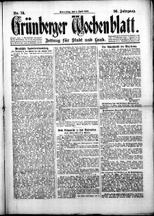 Grünberger Wochenblatt: Zeitung für Stadt und Land, No. 78. (1. April 1920)