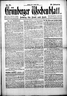 Grünberger Wochenblatt: Zeitung für Stadt und Land, No. 83. (9. April 1920)