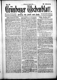 Grünberger Wochenblatt: Zeitung für Stadt und Land, No. 89. (16. April 1920)