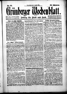 Grünberger Wochenblatt: Zeitung für Stadt und Land, No. 90. (17. April 1920)