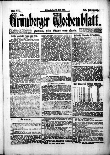 Grünberger Wochenblatt: Zeitung für Stadt und Land, No. 111. (12. Mai 1920)
