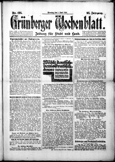 Grünberger Wochenblatt: Zeitung für Stadt und Land, No. 126. (1. Juni 1920)