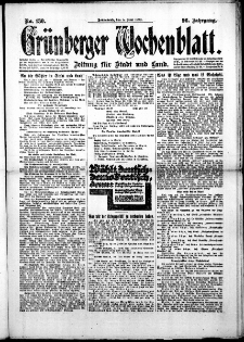 Grünberger Wochenblatt: Zeitung für Stadt und Land, No. 130. (5. Juni 1920)