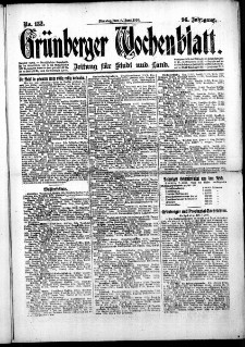 Grünberger Wochenblatt: Zeitung für Stadt und Land, No. 132. (8. Juni 1920)
