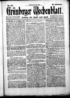 Grünberger Wochenblatt: Zeitung für Stadt und Land, No. 135. (11. Juni 1920)