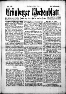 Grünberger Wochenblatt: Zeitung für Stadt und Land, No. 137. (13. Juni 1920)