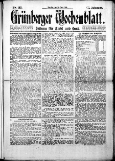 Grünberger Wochenblatt: Zeitung für Stadt und Land, No. 143. (20. Juni 1920)