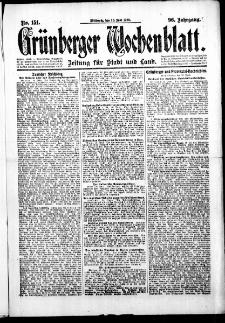 Grünberger Wochenblatt: Zeitung für Stadt und Land, No. 151. (30. Juni 1920)