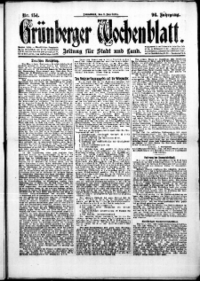 Grünberger Wochenblatt: Zeitung für Stadt und Land, No. 154. (3. Juli 1920)