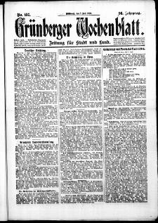 Grünberger Wochenblatt: Zeitung für Stadt und Land, No. 157. (7. Juli 1920)