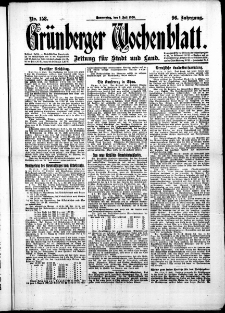 Grünberger Wochenblatt: Zeitung für Stadt und Land, No. 158. (8. Juli 1920)
