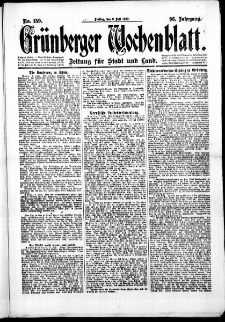 Grünberger Wochenblatt: Zeitung für Stadt und Land, No. 159. (9. Juli 1920)