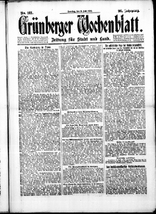 Grünberger Wochenblatt: Zeitung für Stadt und Land, No. 161. (11. Juli 1920)