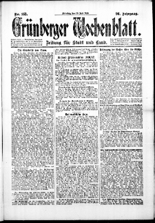 Grünberger Wochenblatt: Zeitung für Stadt und Land, No. 168. (20. Juli 1920)