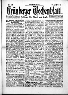 Grünberger Wochenblatt: Zeitung für Stadt und Land, No. 171. (23. Juli 1920)