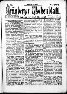 Grünberger Wochenblatt: Zeitung für Stadt und Land, No. 173. (25. Juli 1920)