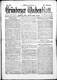 Grünberger Wochenblatt: Zeitung für Stadt und Land, No. 180. (3. August 1920)