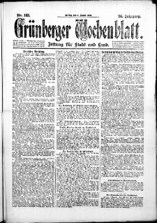 Grünberger Wochenblatt: Zeitung für Stadt und Land, No. 183. (6. August 1920)