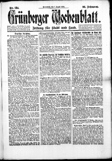 Grünberger Wochenblatt: Zeitung für Stadt und Land, No. 184. (7. August 1920)