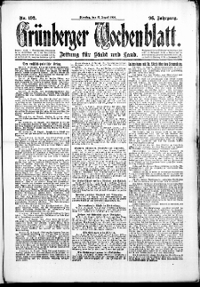 Grünberger Wochenblatt: Zeitung für Stadt und Land, No. 192. (17. August 1920)